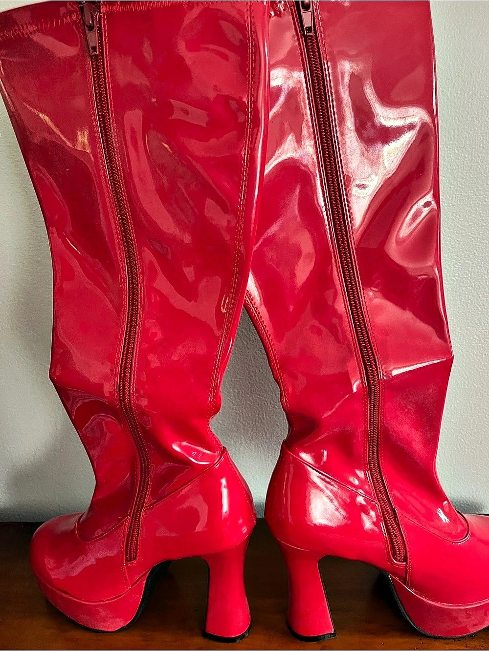 Ellie Red Platform Over-the-Knee Go Go Boots size 7 Never Worn
